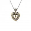 Sterling Silver 10k Double Sided Celtic Open Heart Small Pendant with CZ's-1