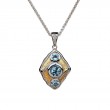 Sterling Silver Rhodium 23k Gilded Sky Blue Topaz & CZ Rocks 'n Rivers Pendant-1