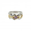 Sterling Silver Rhodium 10k Amethyst Rocks 'n Rivers Ring-1