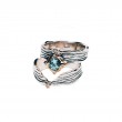 Sterling Silver Oxidized 10k Sky Blue Topaz & CZ Rocks 'n Rivers Ring-1