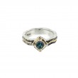 Sterling Silver Oxidized 10k Mystic Blue Moissanite & CZ Rocks 'n Rivers Ring-1