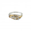 Sterling Silver Rhodium 23k Gilded CZ Celestial Ring-1