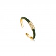 FOREST GREEN ENAMEL CARABINER GOLD ADJUSTABLE RING-1