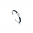 NAVY BLUE ENAMEL CARABINER ADJUSTABLE SILVER RING-1