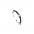 FOREST GREEN ENAMEL SILVER ADJUSTABLE RING-1