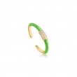 Neon Green Enamel Carabiner Gold Adjustable Ring-1