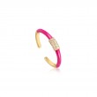 Neon Pink Enamel Carabiner Gold Adjustable Ring-1