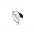 Silver Black Agate Wrap Adjustable Ring-1