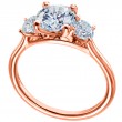 Three-Stone Rose Gold Engagement Ring-1