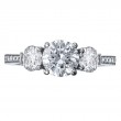 Bead-Set Three-Stone Platinum Engagement Ring-3