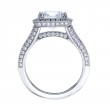 Three Sided Bead Set Platinum Engagement Ring-5