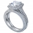 Three Sided Bead Set Platinum Engagement Ring-7