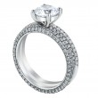 Three-Row Pave Shank Platinum Engagement Ring-7