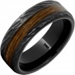 Barrel Aged™ Black Diamond Ceramic™ Ring with Bourbon Wood Inlay and Bark Finish-1