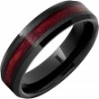 Barrel Aged™ Black Diamond Ceramic™ Ring with Cabernet Wood Inlay and Grain Finish-1