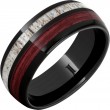 Barrel Aged™ Black Diamond Ceramic™ Ring with Cabernet Barrel Wood and Antler Inlays-1