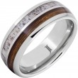 Barrel Aged™ Serinium® Ring with Bourbon Barrel Wood and Antler Inlays