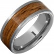 Barrel Aged™ Rugged Tungsten Ring with Rye Whiskey Wood Inlay and Stone Finish