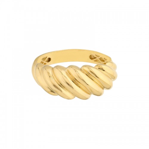 14K Yellow Gold Croissant Twist Ring