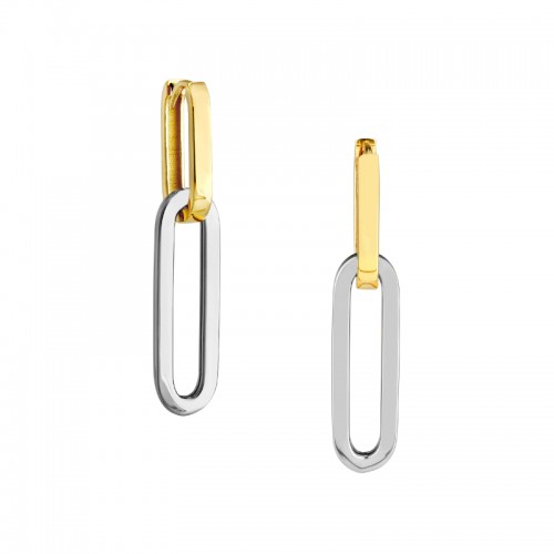 14K Yellow and White Gold Convertible Paperclip Earrings