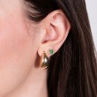 14K Yellow Gold Emerald and Diamond Halo Earrings