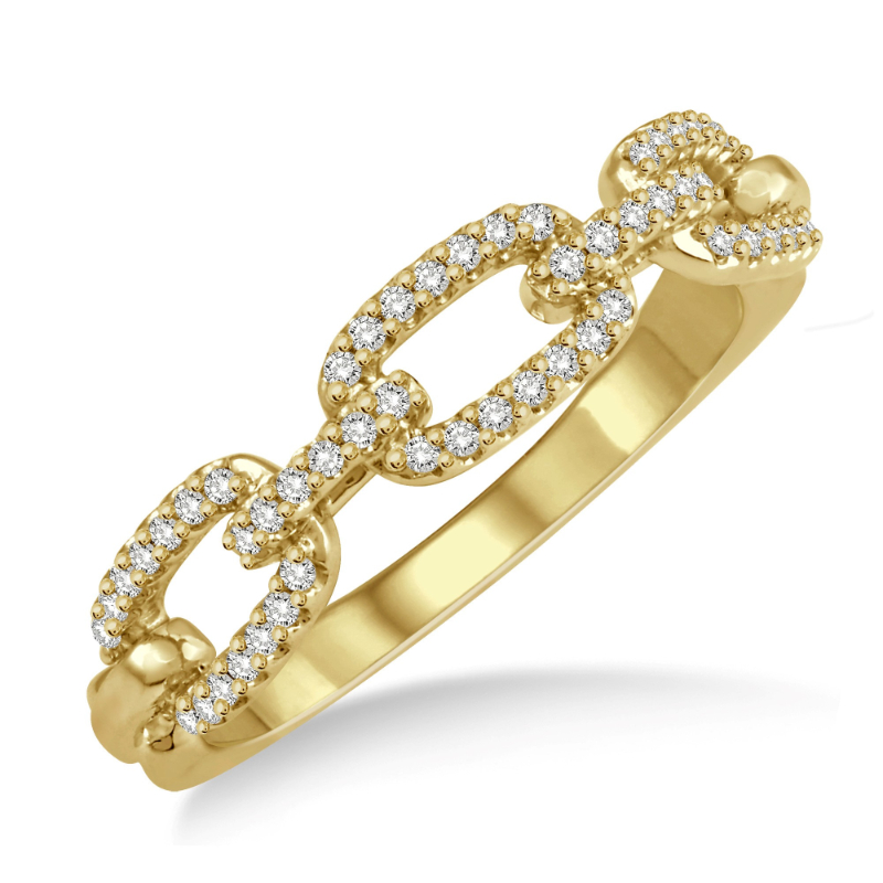 14K Yellow Gold Diamond Paperclip Ring