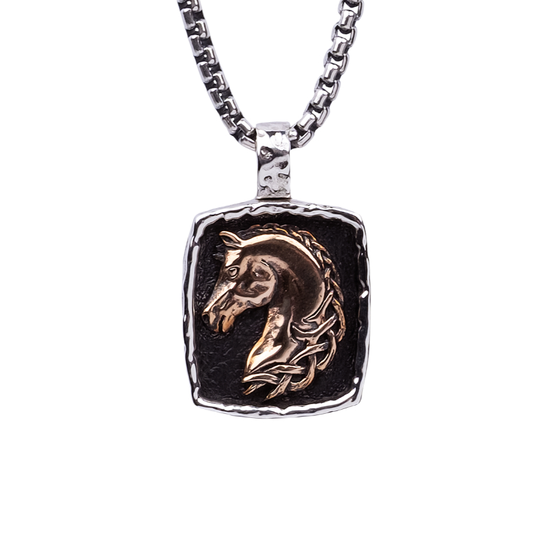 Sterling Silver Oxidized Bronze Medium Horse Pendant