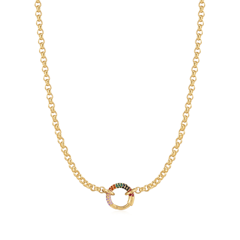 Gold Chain Rainbow Connector Necklace