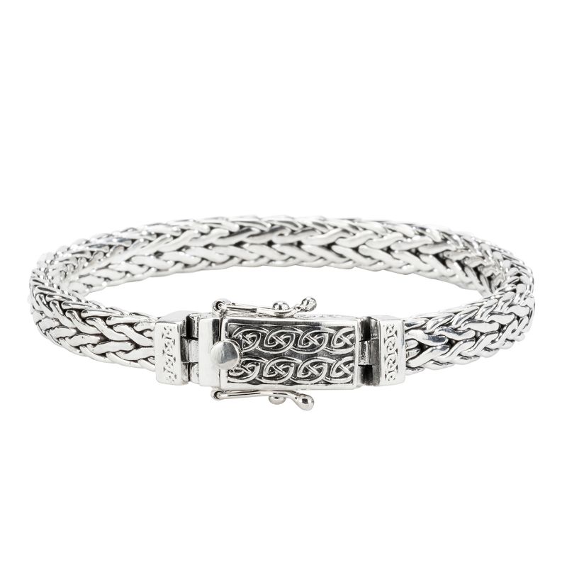 Sterling Silver Celtic Square Dragon Weave Bracelet