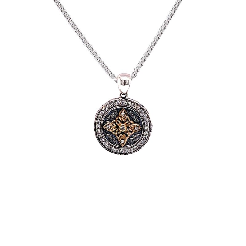 Sterling Silver 10k CZ Celestial Medallion Small Pendant