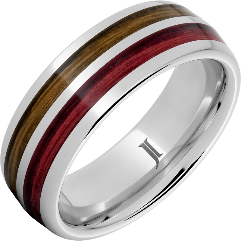 Double Barrel ® Barrel Aged™ Serinium® Ring with Bourbon and Cabernet Inlays